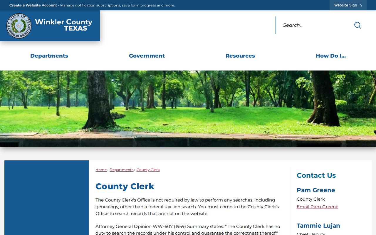 Winkler County Clerk criminal court record counter