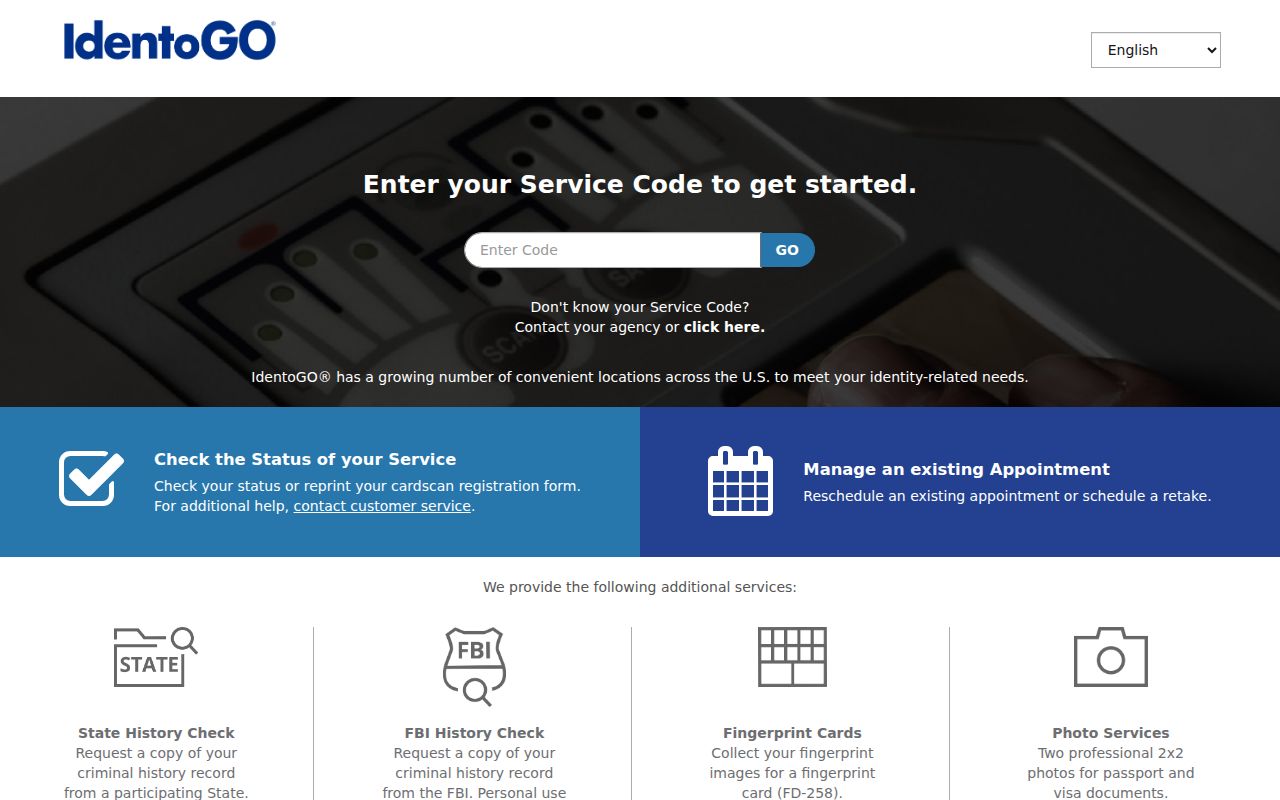 IdentoGO fingerprint enrollment for a Winkler County criminal record review