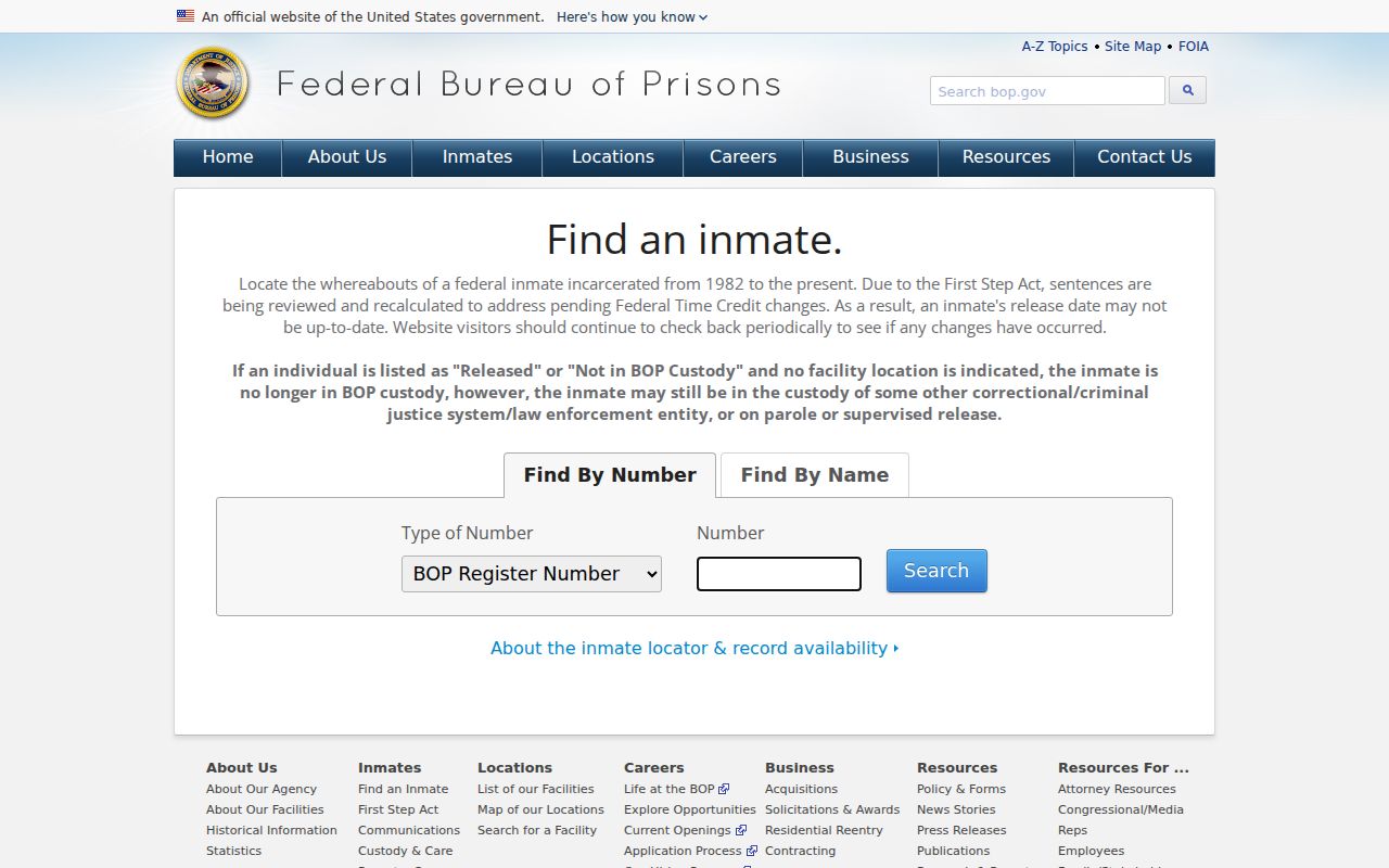 Federal custody search shown as distinct from a Winkler County sex offender search